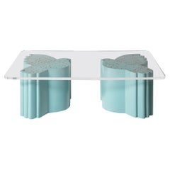 Wooden Blue Coffee Table with Birds by Alekos Fassianos