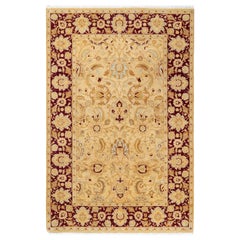 One of Kind Hand Knotted Traditional Oriental Mogul Ivory Area Rug