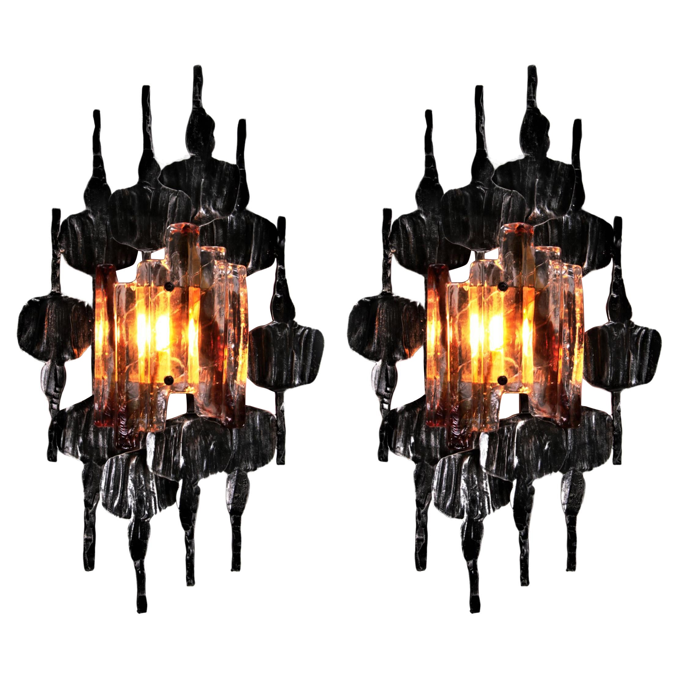 Set of two Brutalist wall lamp by Tom Ahlstrom & Hans Ehrlich, Sweden 1960s For Sale