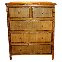 Bamboo and Cane British Colonial Style Dresser or Chest