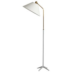 Harald Notini, Floor Lamp, Brass, Metal, Fabric, Böhlmarks, Sweden, 1940s