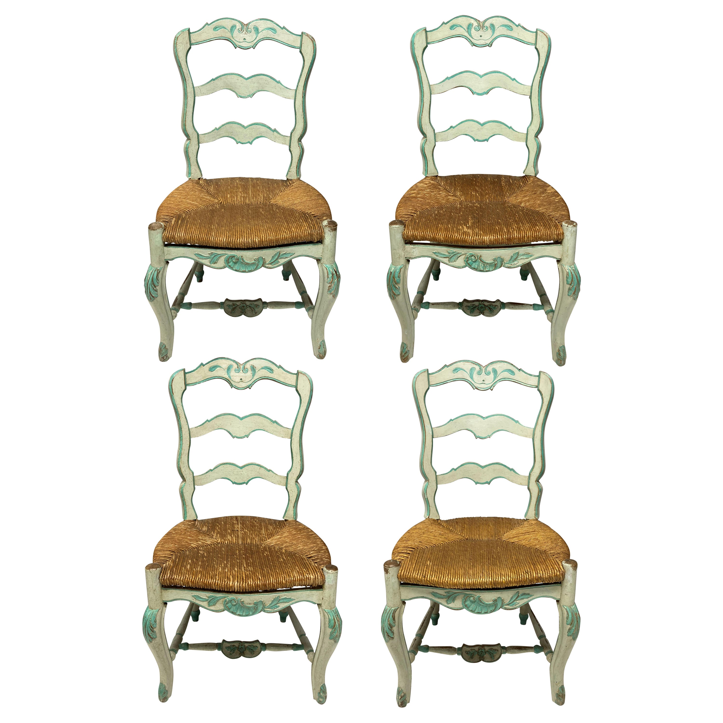 Set Of Four Swedish Painted Chairs