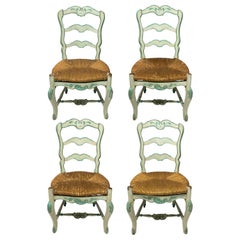 Antique Set Of Four Swedish Painted Chairs