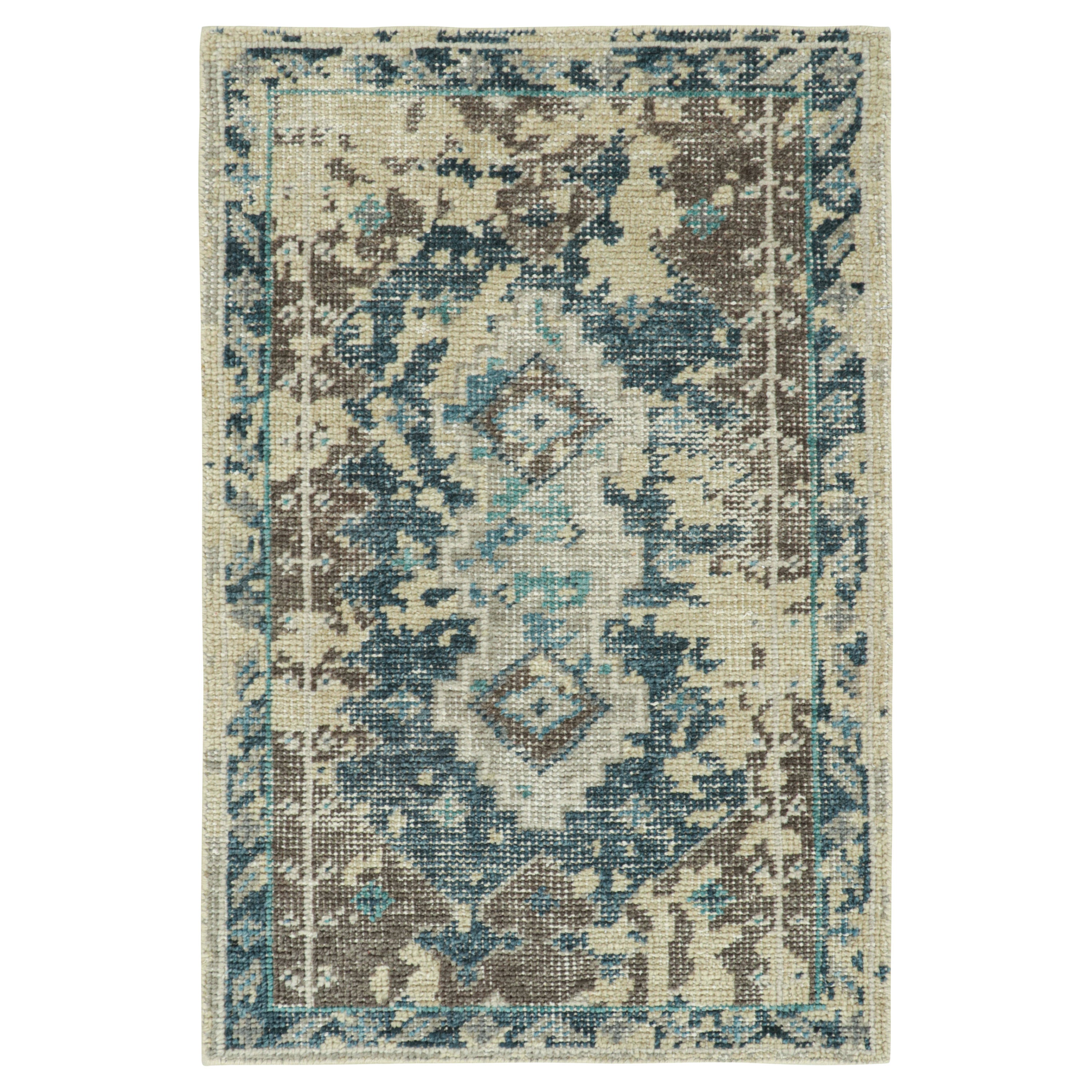 Distressed Outdoor Rug Rug and Kilim's Antique Persian Style Distressed Rug in Blue, Gold ...