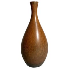 Carl Harry Stalhane Vase Rörstrand SYA Steingut Braun Hasenfellglasur Schweden 