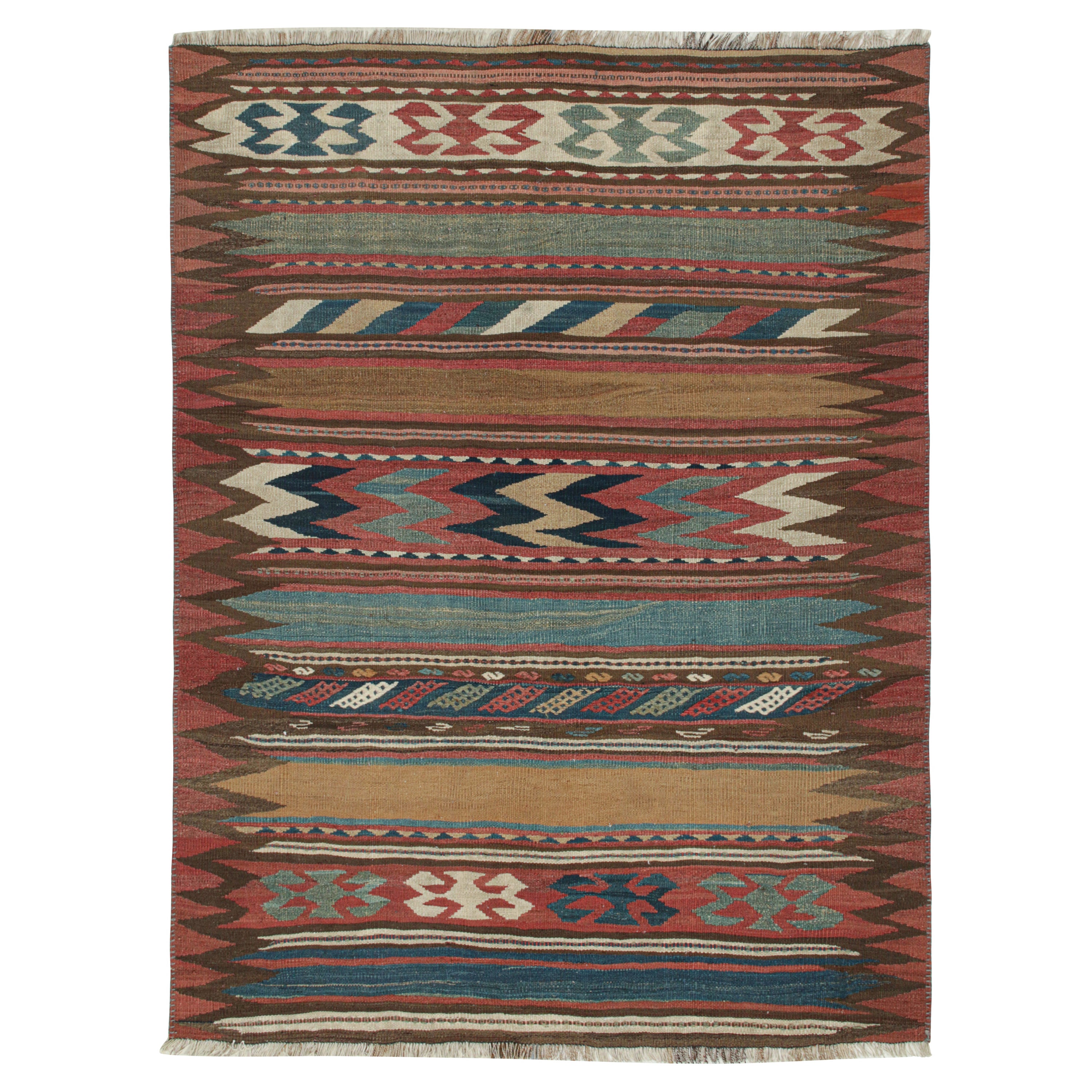 Vintage Persian Bidjar Tribal Kilim in Colorful Geometric Patterns, by Rug&Kilim For Sale