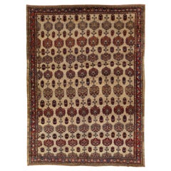 Antique Persian Serab Allover Pattern Wool Rug with Brown Field