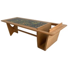 Coffee table in oak and ceramic by Guillerme et Chambron