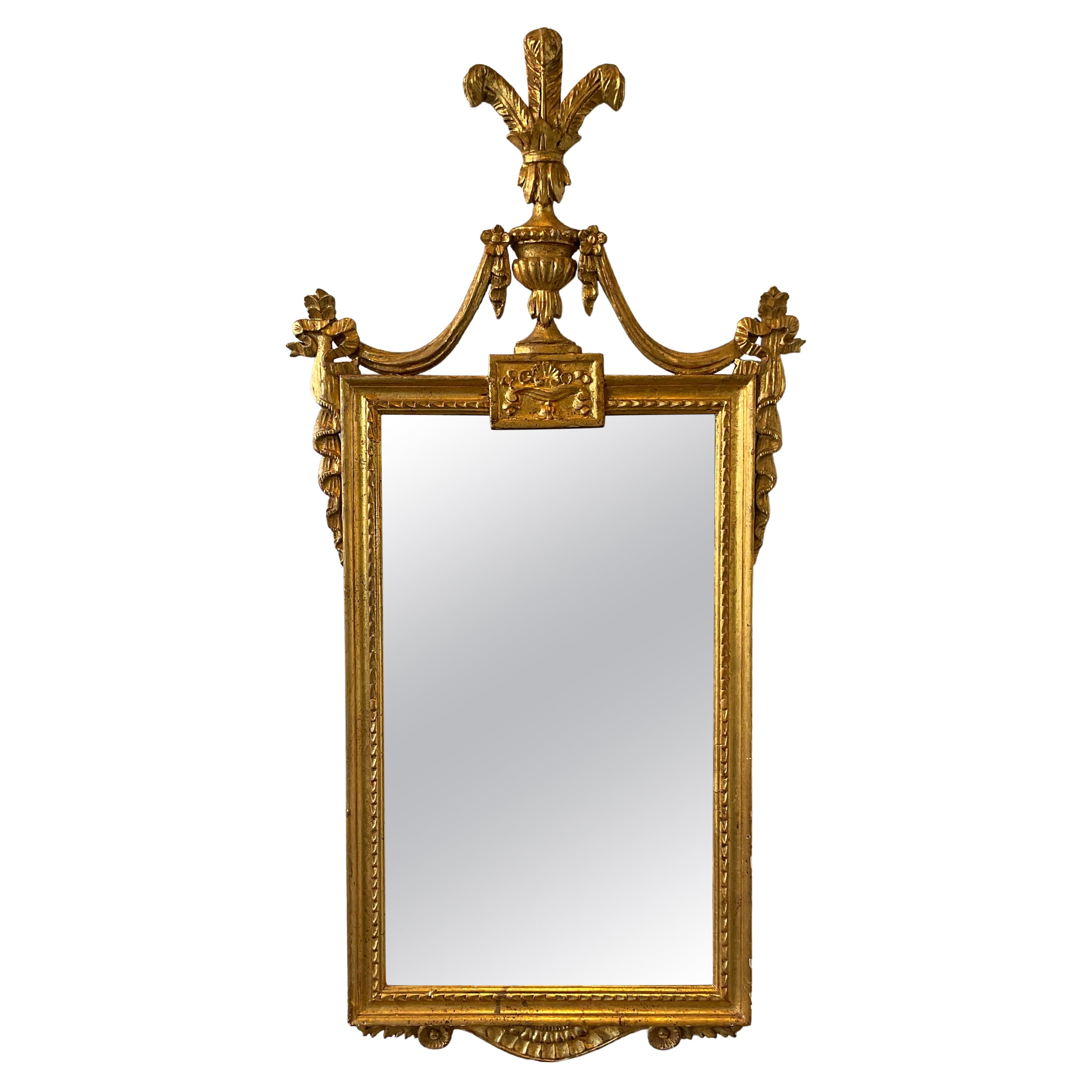 1960s Italian Gilt Wood Plume Mirror