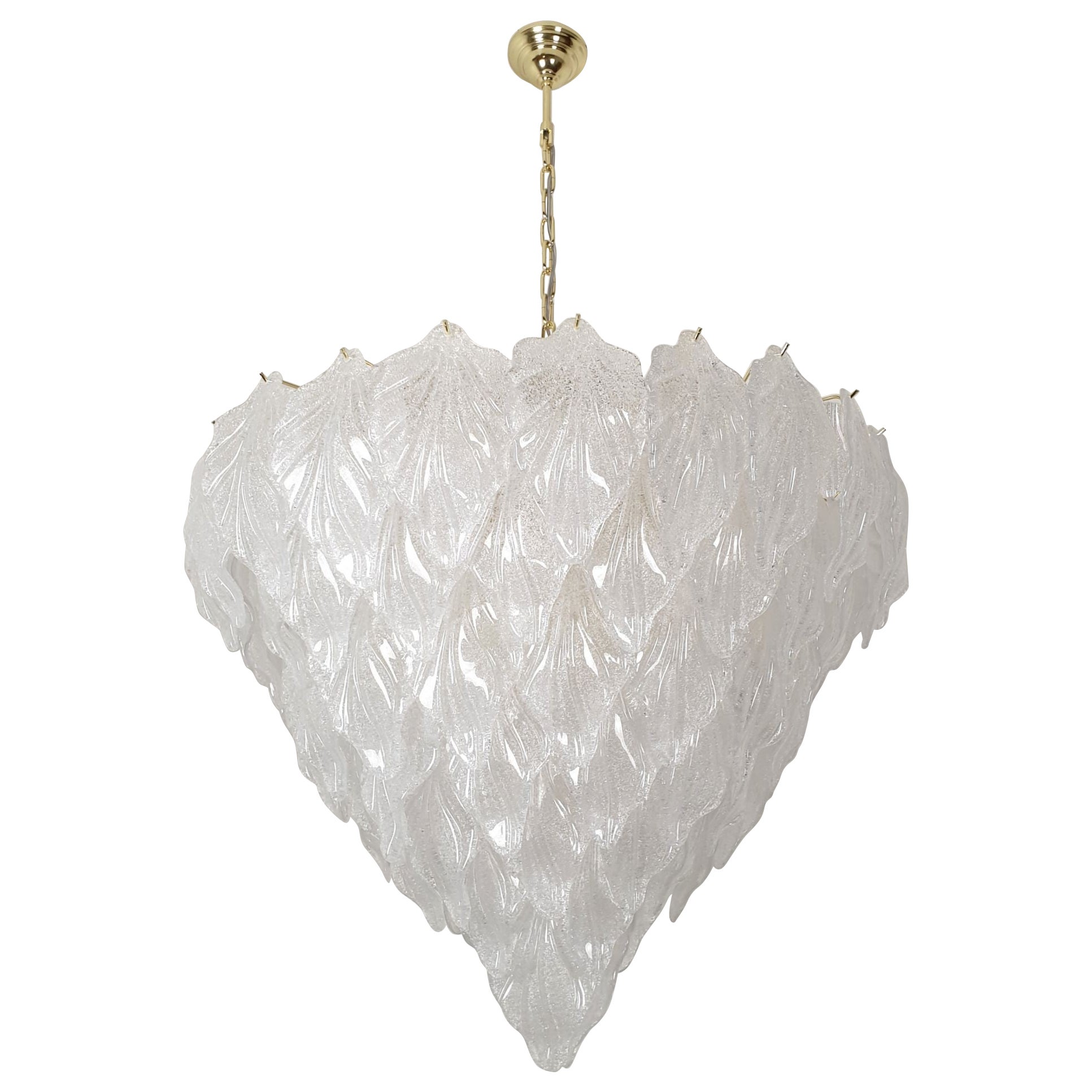 Murano glass clear leaves chandelier Italy