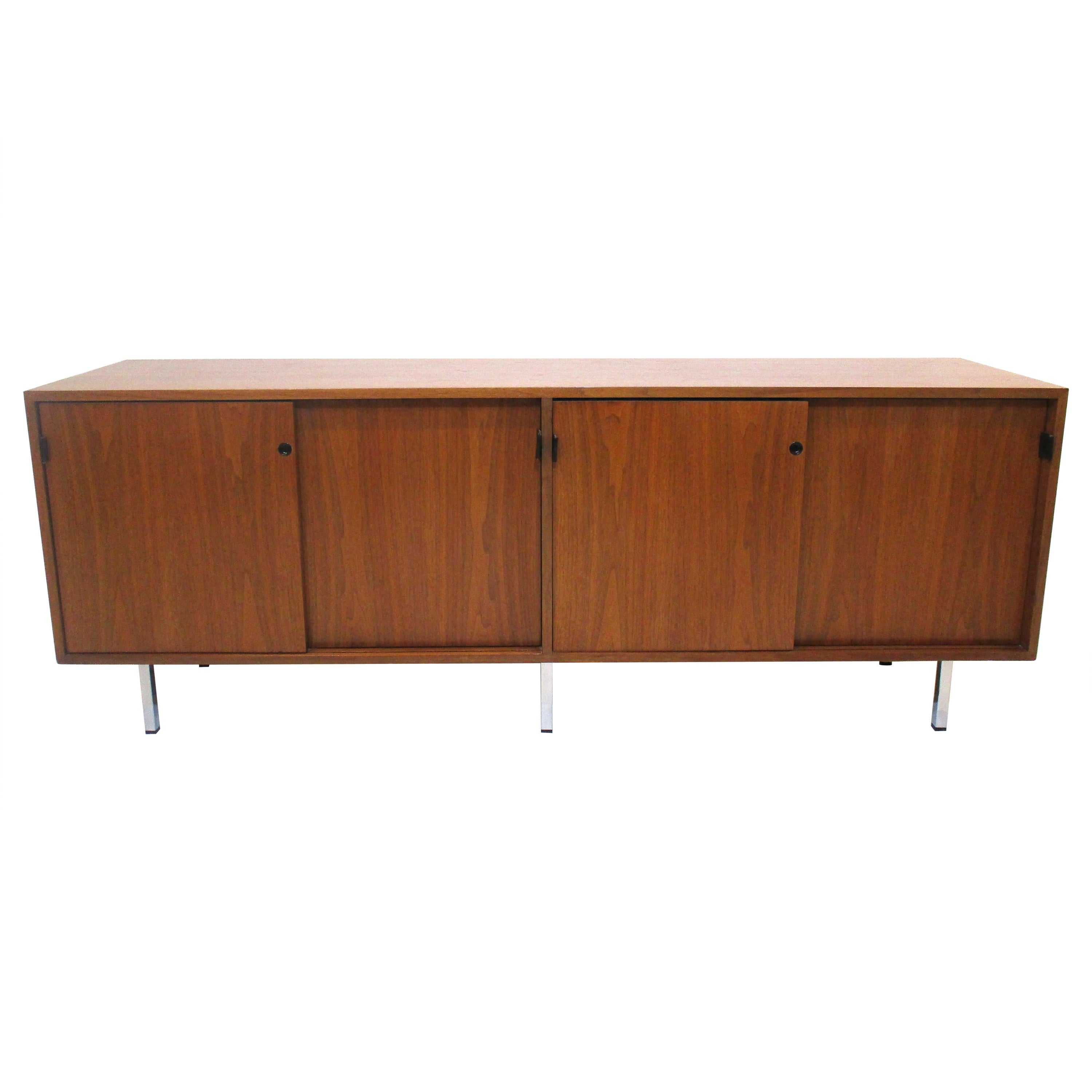 Florence Knoll Walnut Credenza / Sideboard for Knoll
