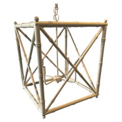 Large White Faux Bamboo Square Chandelier by Scalamandre Maison by Port 68