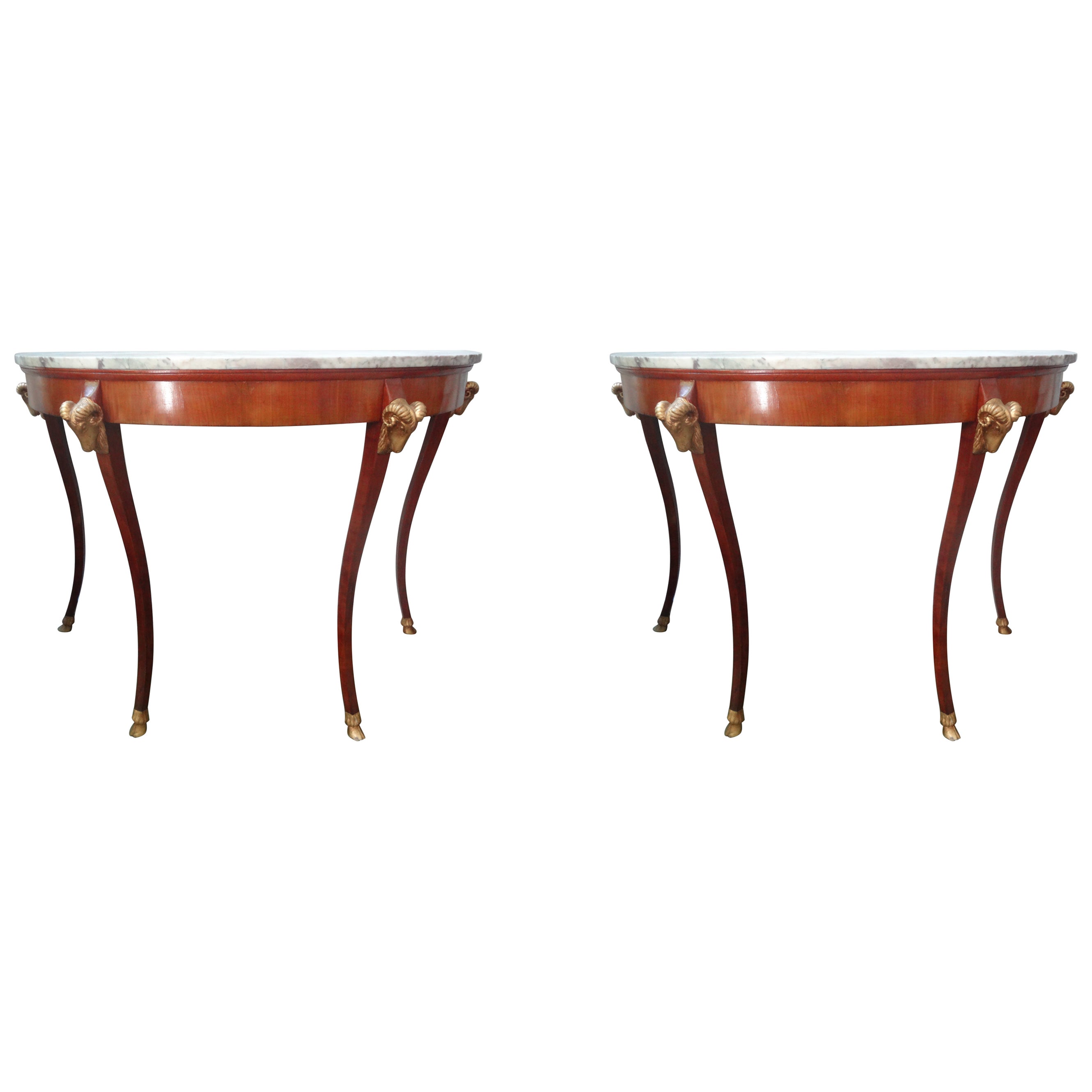 Pair of 19th Century Italian Neoclassical Style Console Tables For Sale