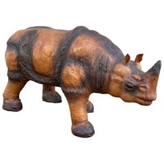 Rhinoceros-Fußhocker aus Leder