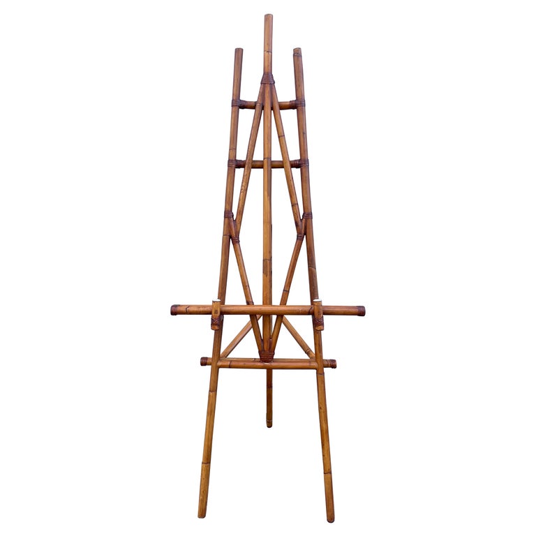 Bamboo and Leather Trimmed Easel For Sale at 1stDibs