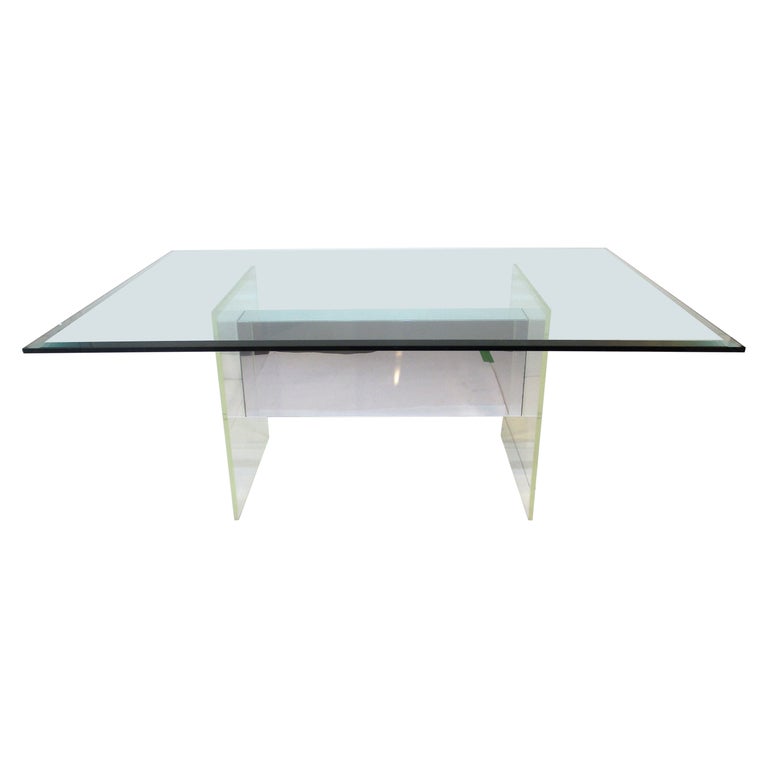 Charles Hollis Jones Lucite / Glass Dining Table For Sale at 1stDibs