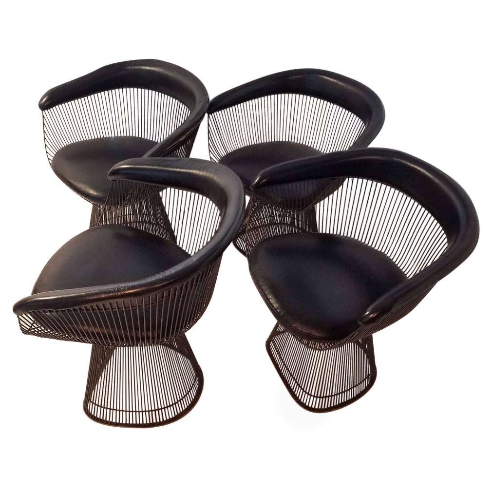 Warren Platner Set of Four Bronze Dining Chairs for Knoll, C. 1968
