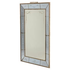 Miroir mural italien du 20ème siècle en cristal de couleur bleue par Luigi Brusotti
