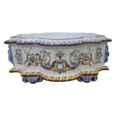 Jardiniere ou Cachepot en Faience peinte à la main