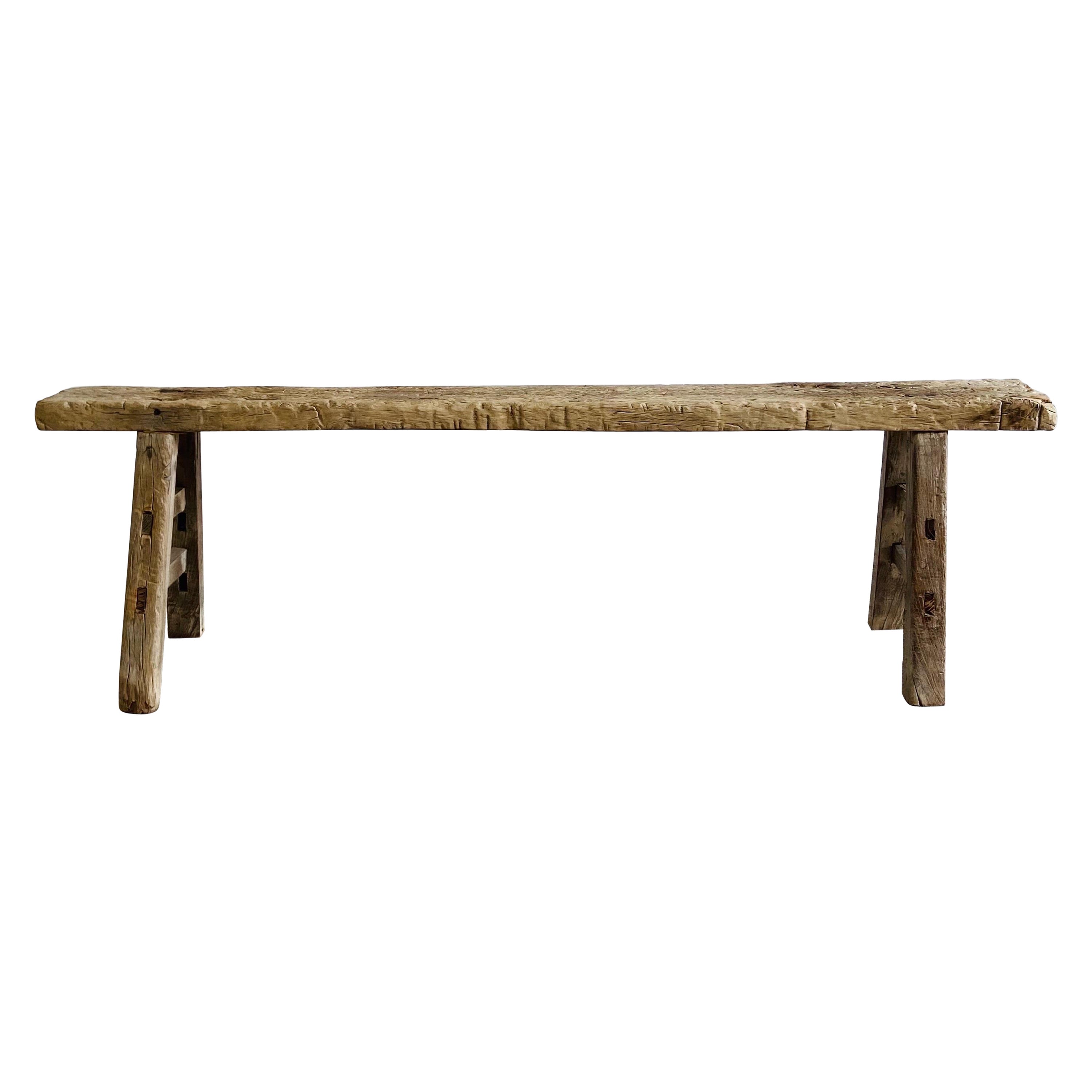 Vintage Elm Wood Skinny Bench at 1stDibs skinny wood bench