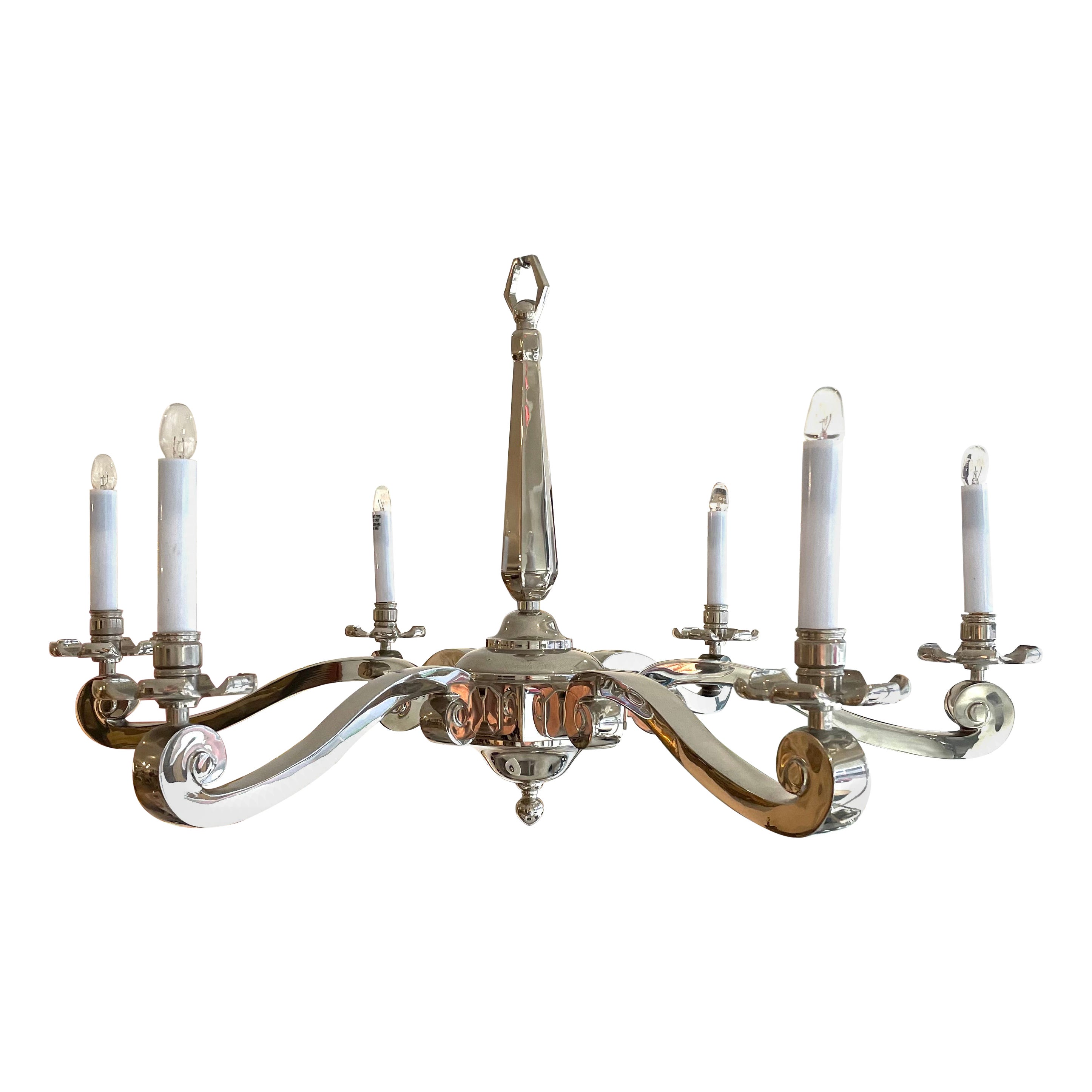 Georgian Revival Style Nickel Plated Chandelier  For Sale