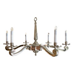 Vintage Georgian Revival Style Nickel Plated Chandelier 