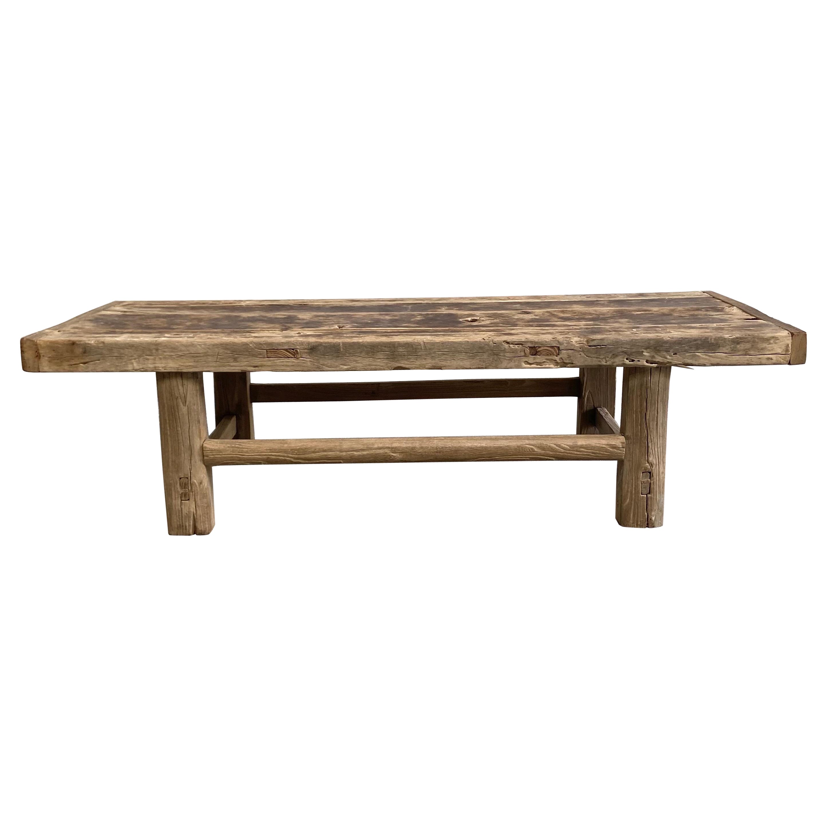 Japanese Elm Wood Coffee Table with Natural Driftwood Patina at 1stDibs