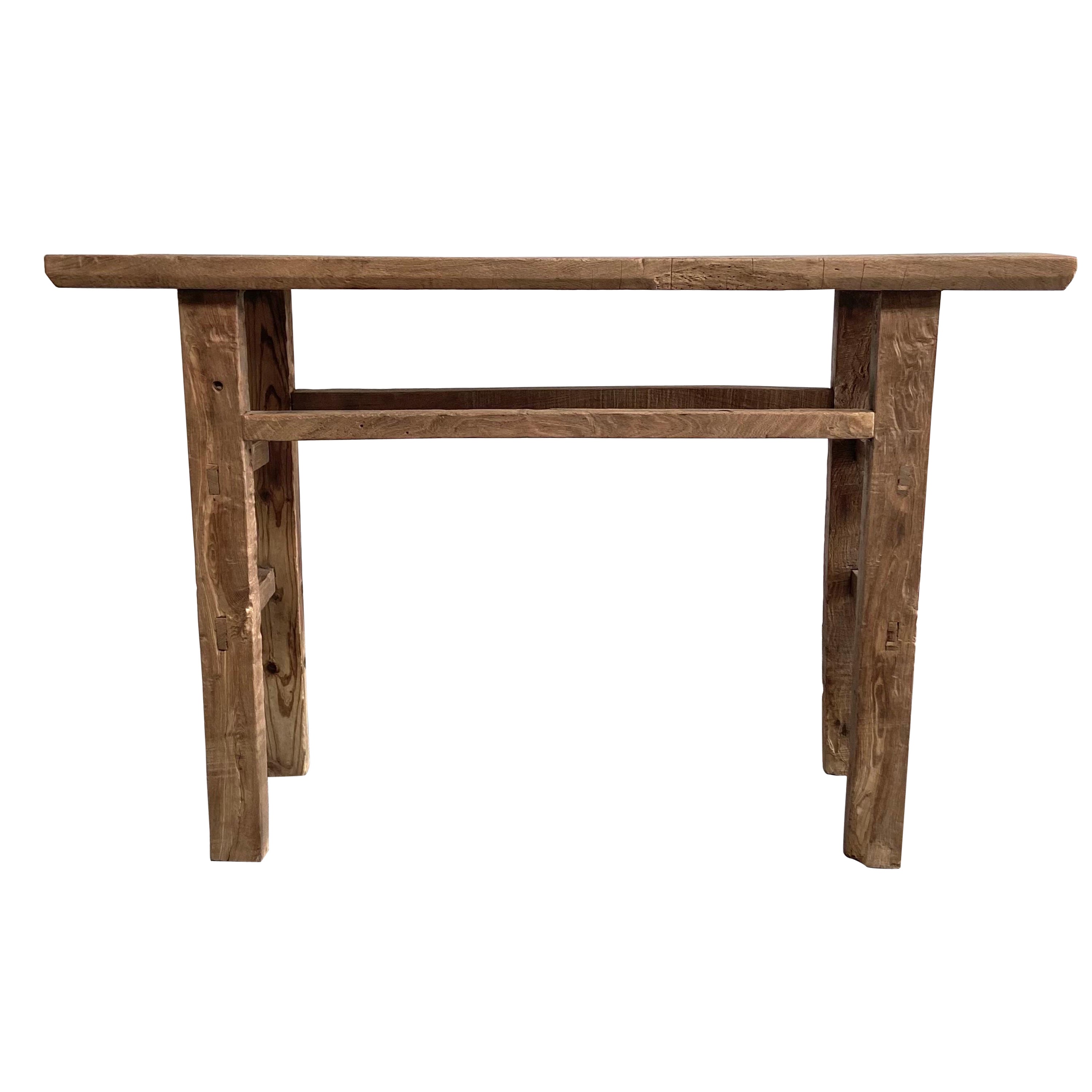 Vintage Elm Wood Console Table at 1stDibs