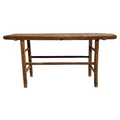 Vintage Elm Wood Console Table