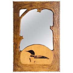 Rustic Lodge Style Bark Wood Wall Mirror