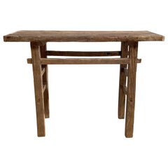 Vintage Elm Wood Console Table