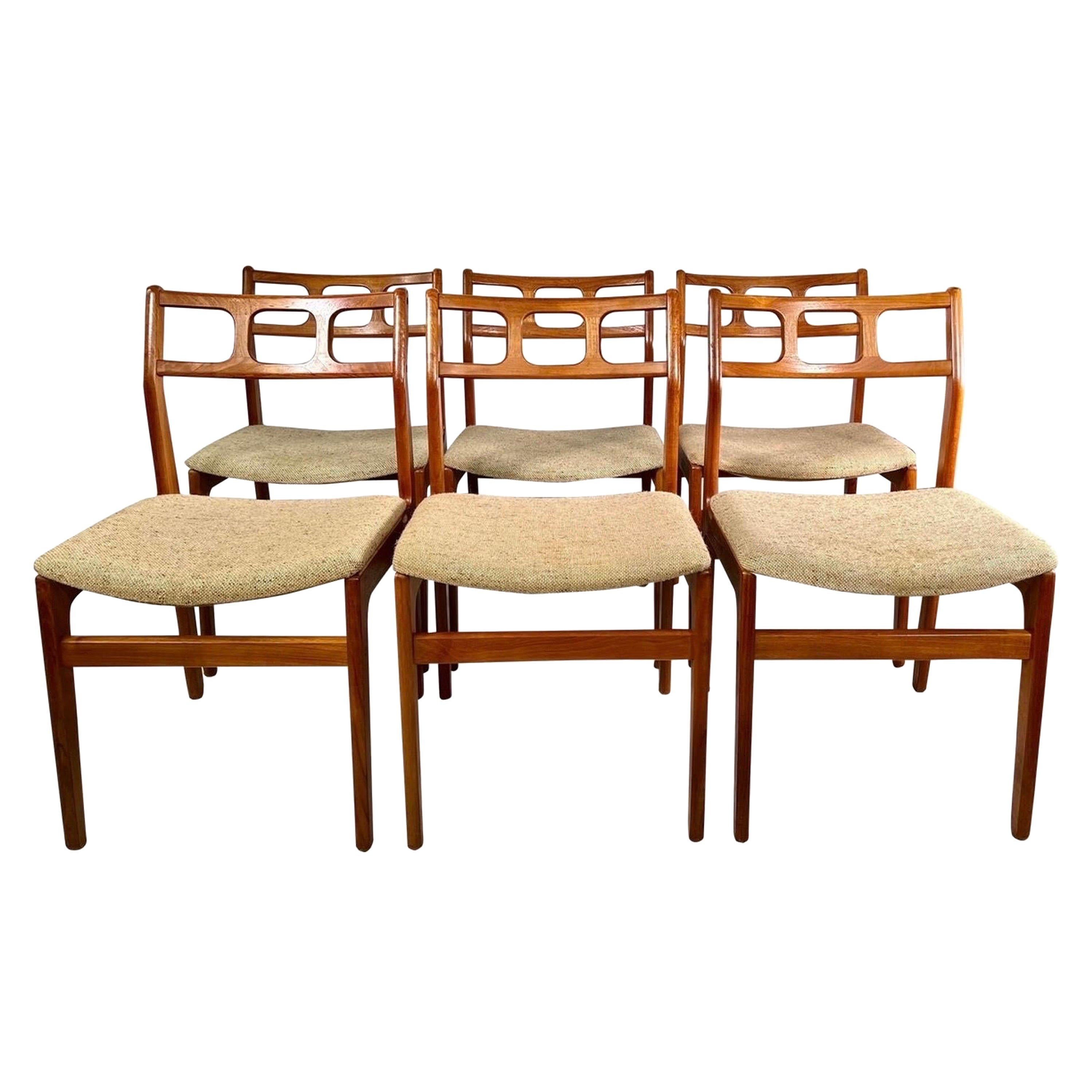 Danish Style D-Scan Sculptural Dining Chairs, Set of 6