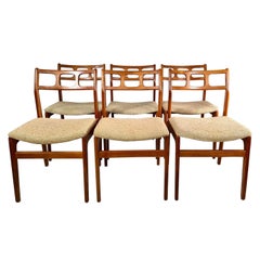 Vintage Danish Style D-Scan Sculptural Dining Chairs, Set of 6