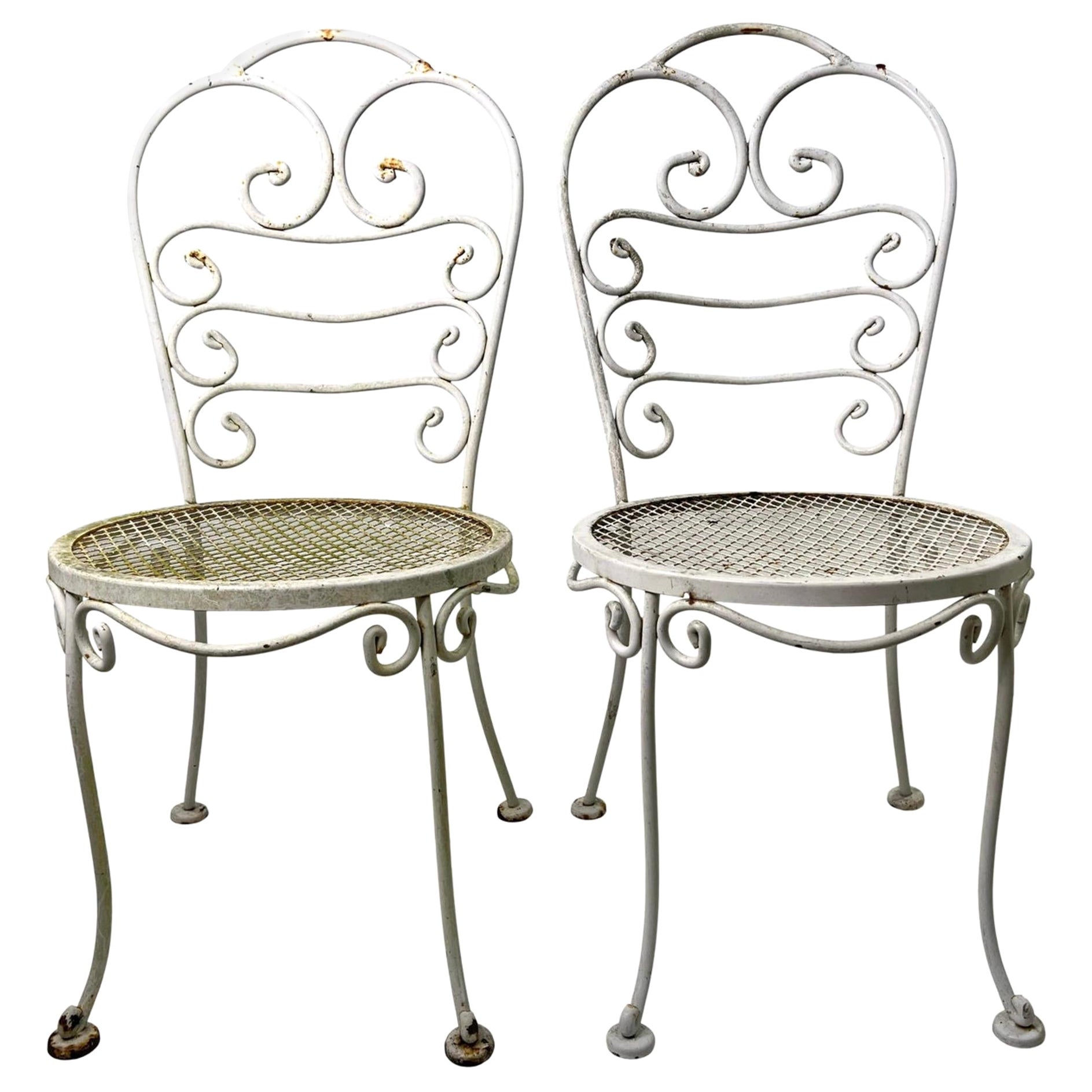 1960s Wrought Iron Cafe Chairs, Pair For Sale