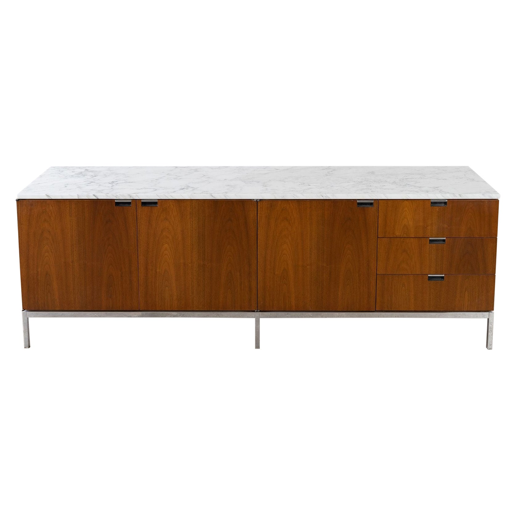 Free-Standing Credenza with Carrara Marble Top by Florence Knoll for Knoll