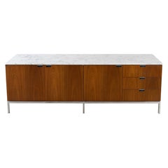 Free-Standing Credenza with Carrara Marble Top by Florence Knoll for Knoll