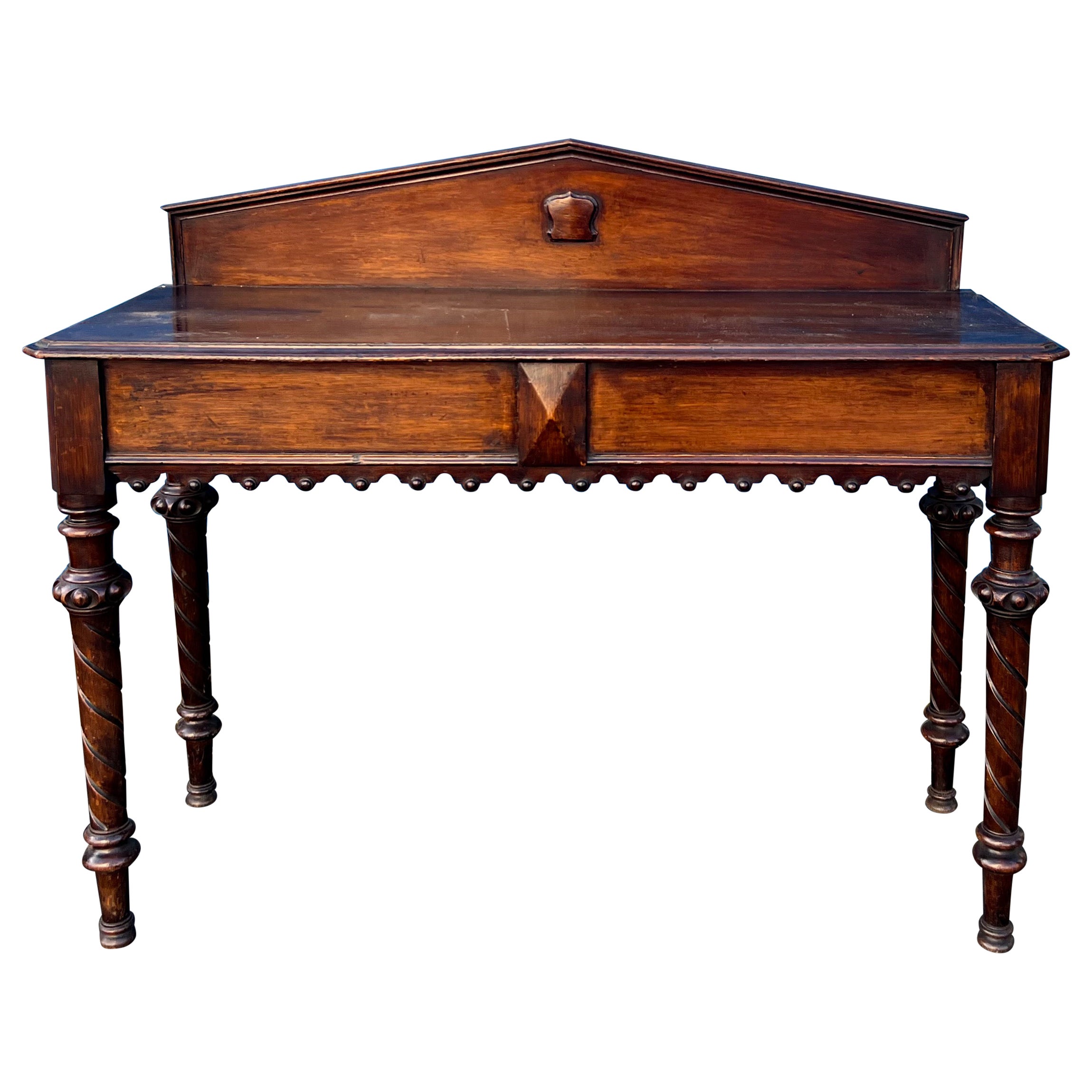 19th-C. Carved Walnut English Hunt Board / Console or Work Table / Desk