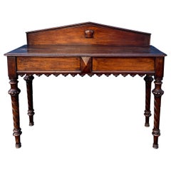 19th-C. Carved Walnut English Hunt Board / Console or Work Table / Desk
