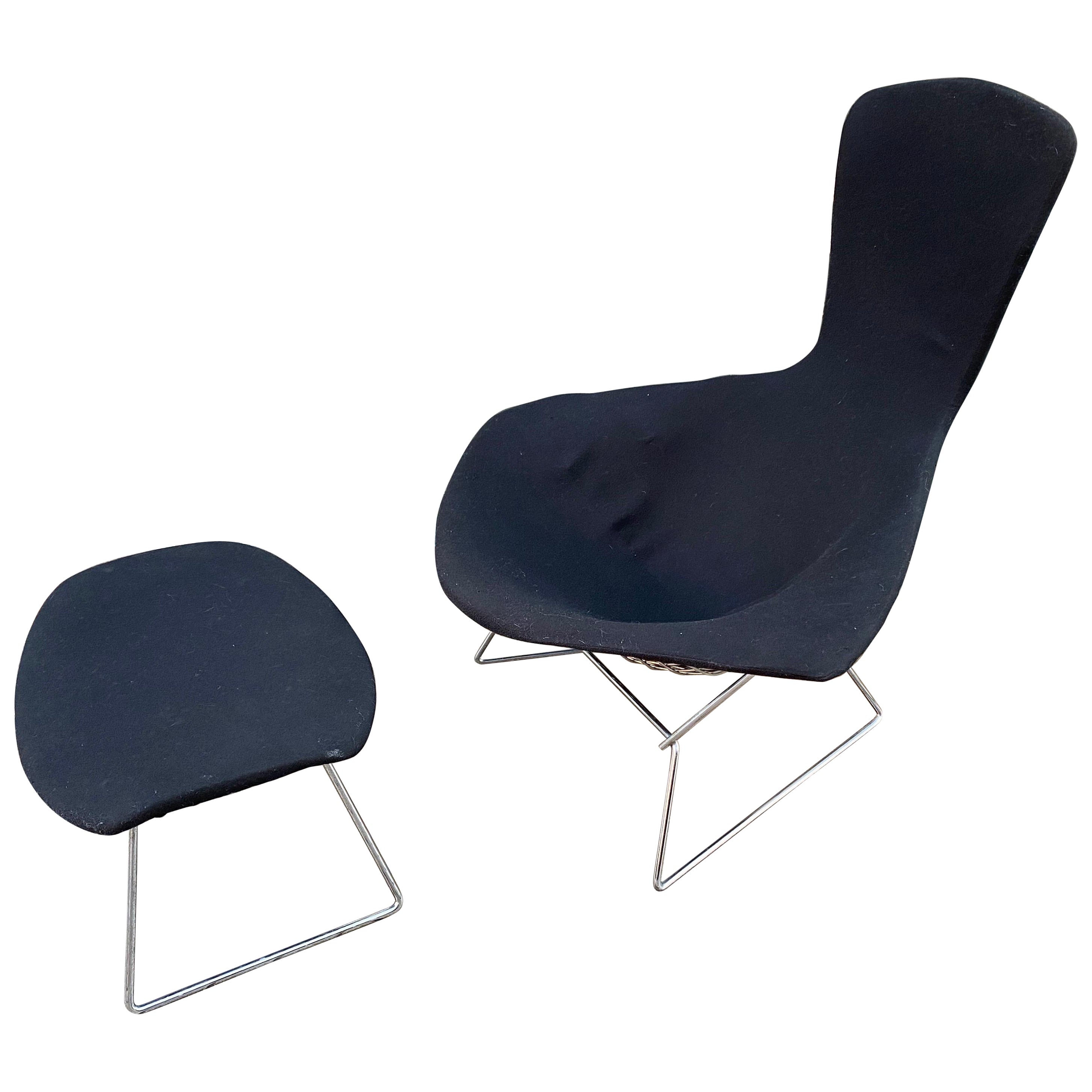 Harry Bertoia for Knoll Chrome Bird Chair and Ottoman