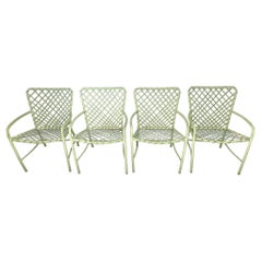 Retro Iconic Brown Jordan Pale Green "Tamiami" Woven Chairs, Set of 4