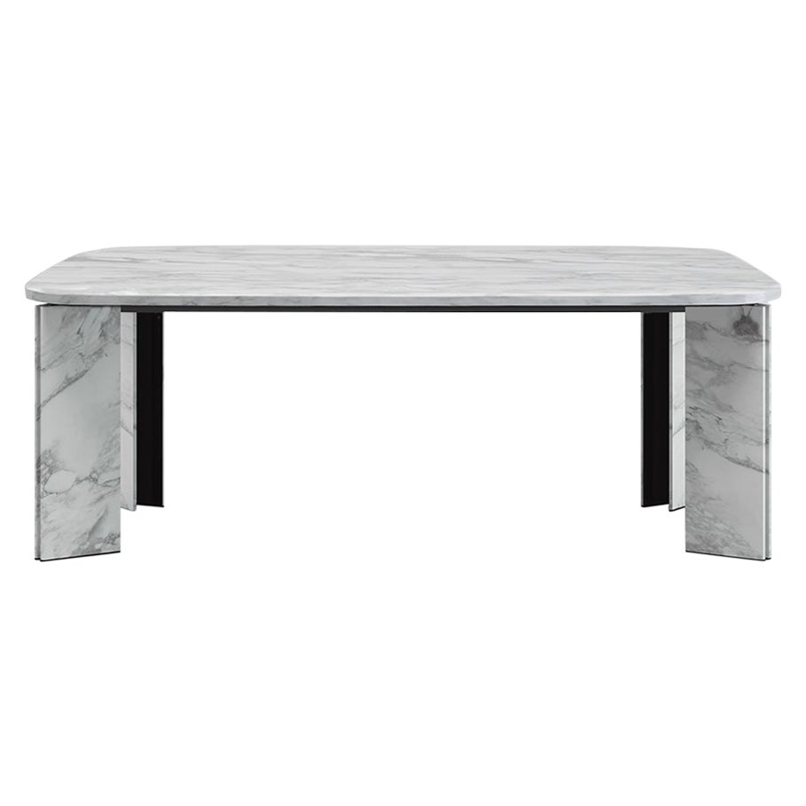 Acerbis Maxwell Square Table in Matt White Marble by Massimo Castagna For Sale