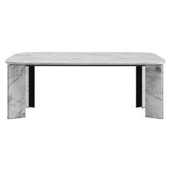 Quadratischer Acerbis Maxwell-Tisch aus mattem weißem Marmor von Massimo Castagna