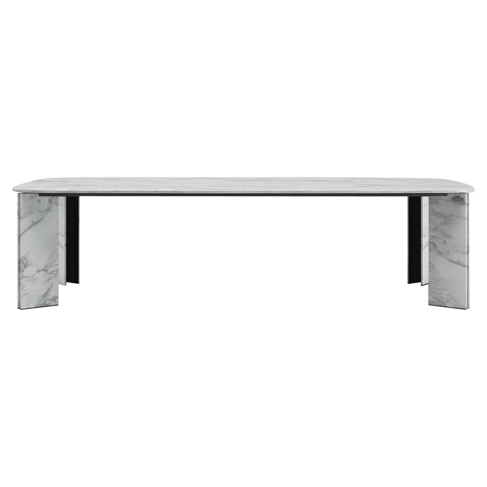 Acerbis Small Maxwell Rectangle Table in Matt White Arabesque Marble For Sale