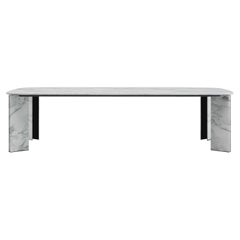 Acerbis Small Maxwell Rectangle Table in Matt White Arabesque Marble