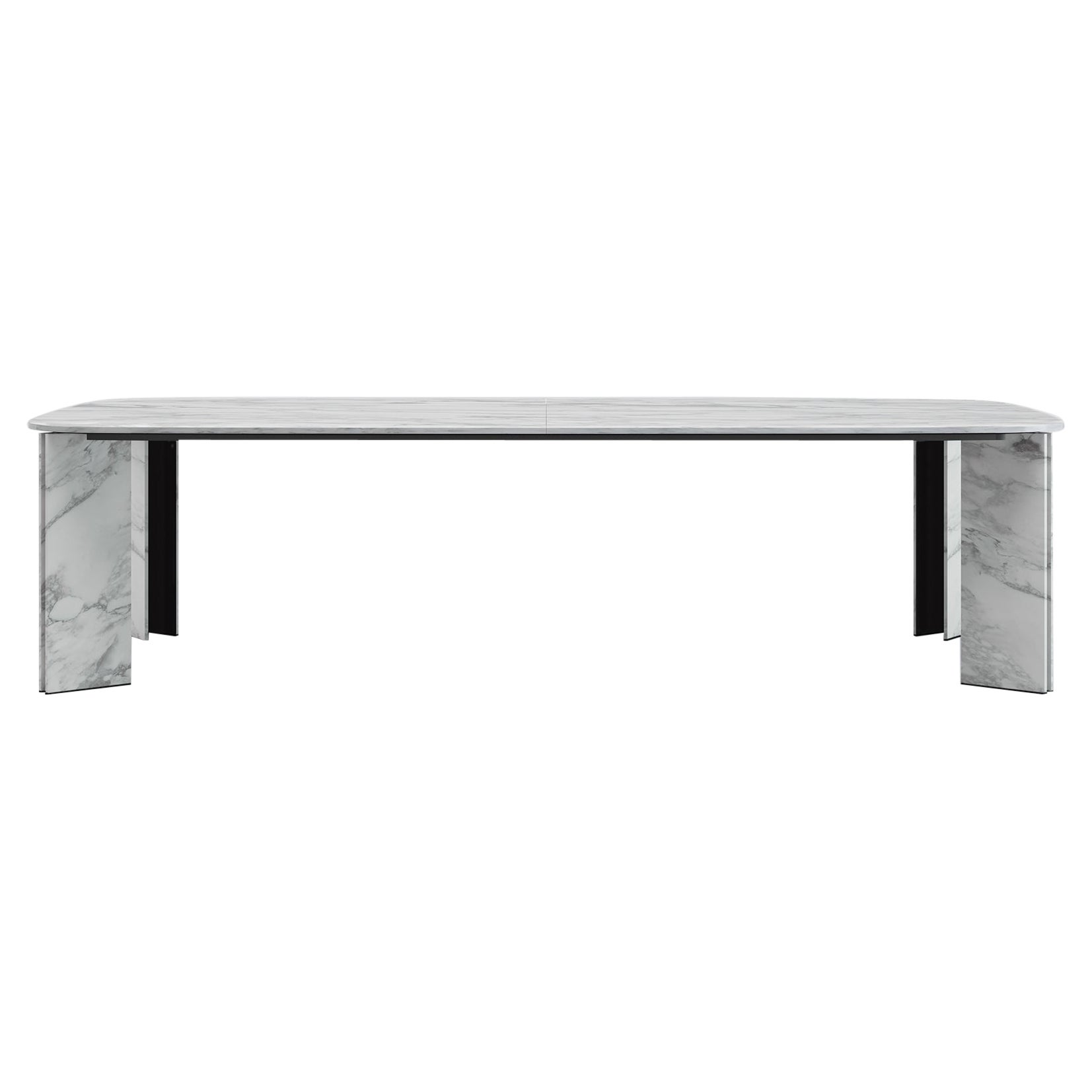 Acerbis Large Maxwell Rectangle Table in Matt White Arabesque Marble For Sale