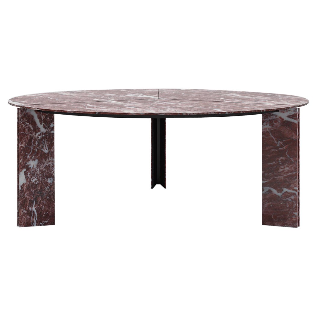 Acerbis Small Maxwell Round Table in Matt Levanto Red Marble by Massimo Castagna