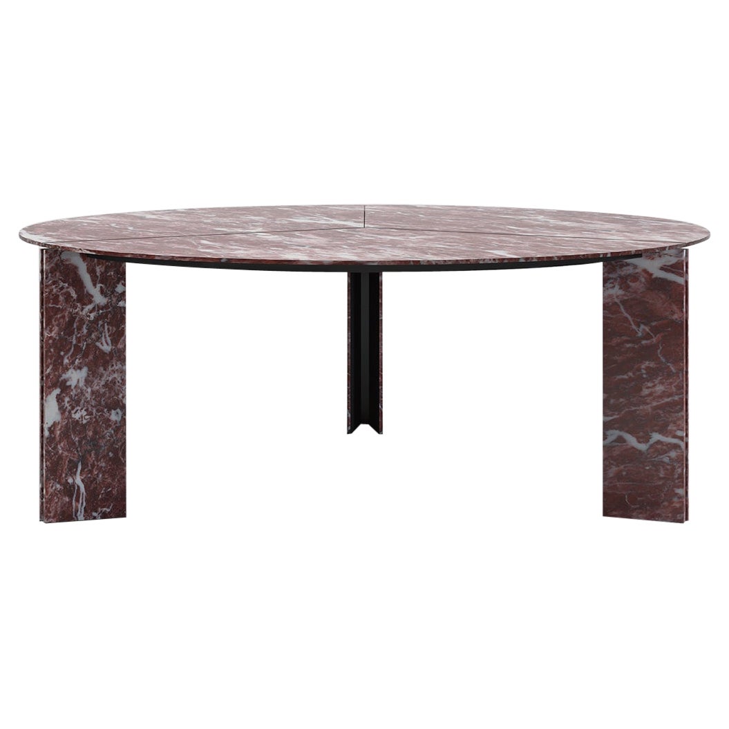 Acerbis Large Maxwell Round Table in Matt Levanto Red Marble by Massimo Castagna For Sale