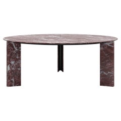 Acerbis Large Maxwell Round Table in Matt Levanto Red Marble by Massimo Castagna