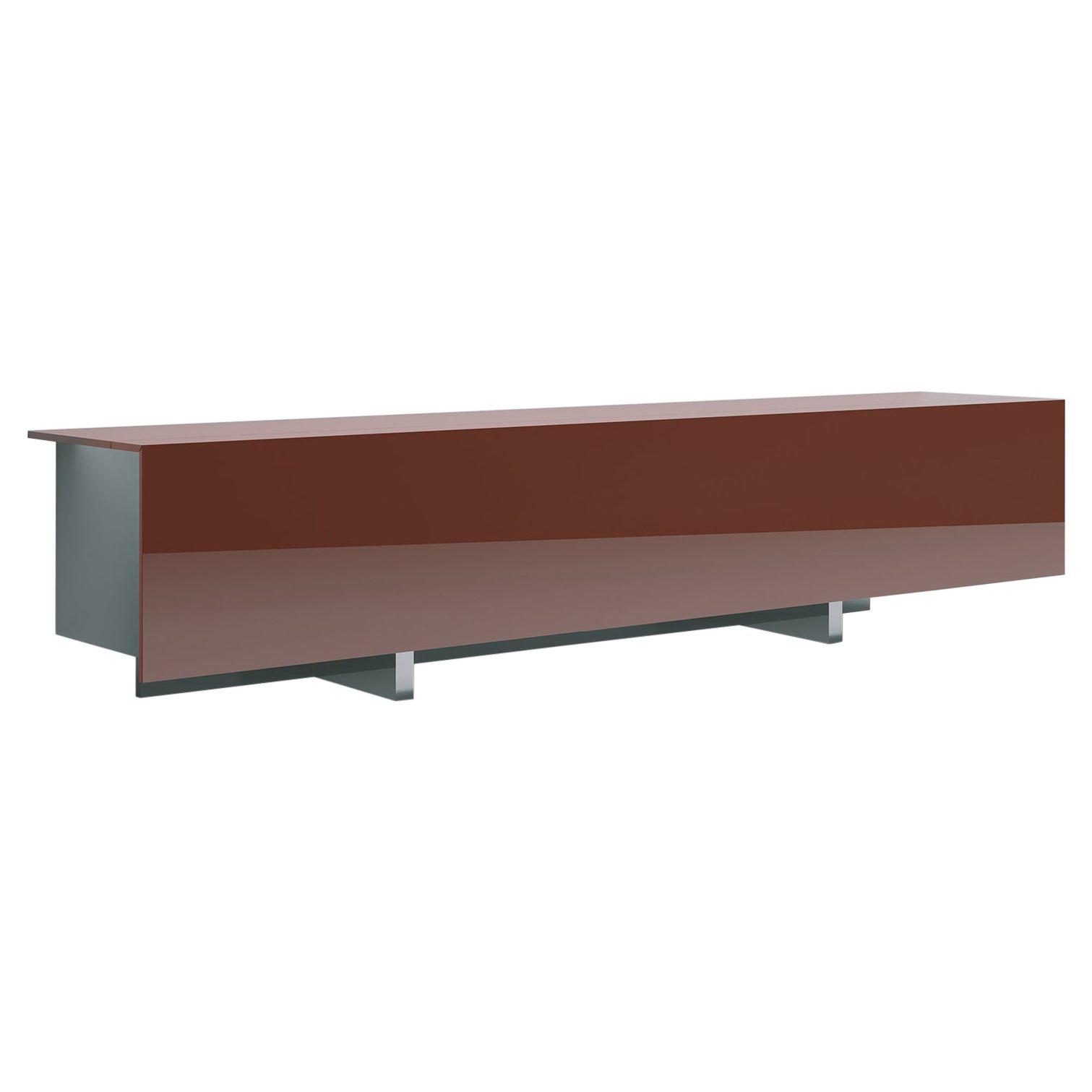 Acerbis Ludwig Small Sideboards in Brick Red Glossy Lacquered Top with Doors For Sale