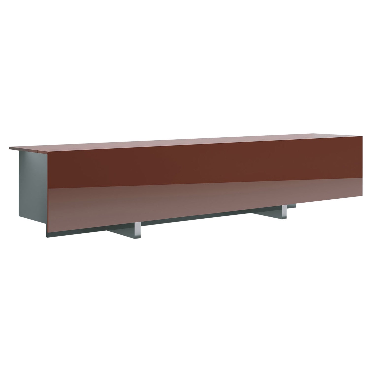 Acerbis Ludwig Large Sideboards in Brick Red Glossy Lacquered Top with Doors For Sale
